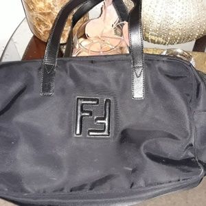 Vintage Fendi Nylon black tote handbag